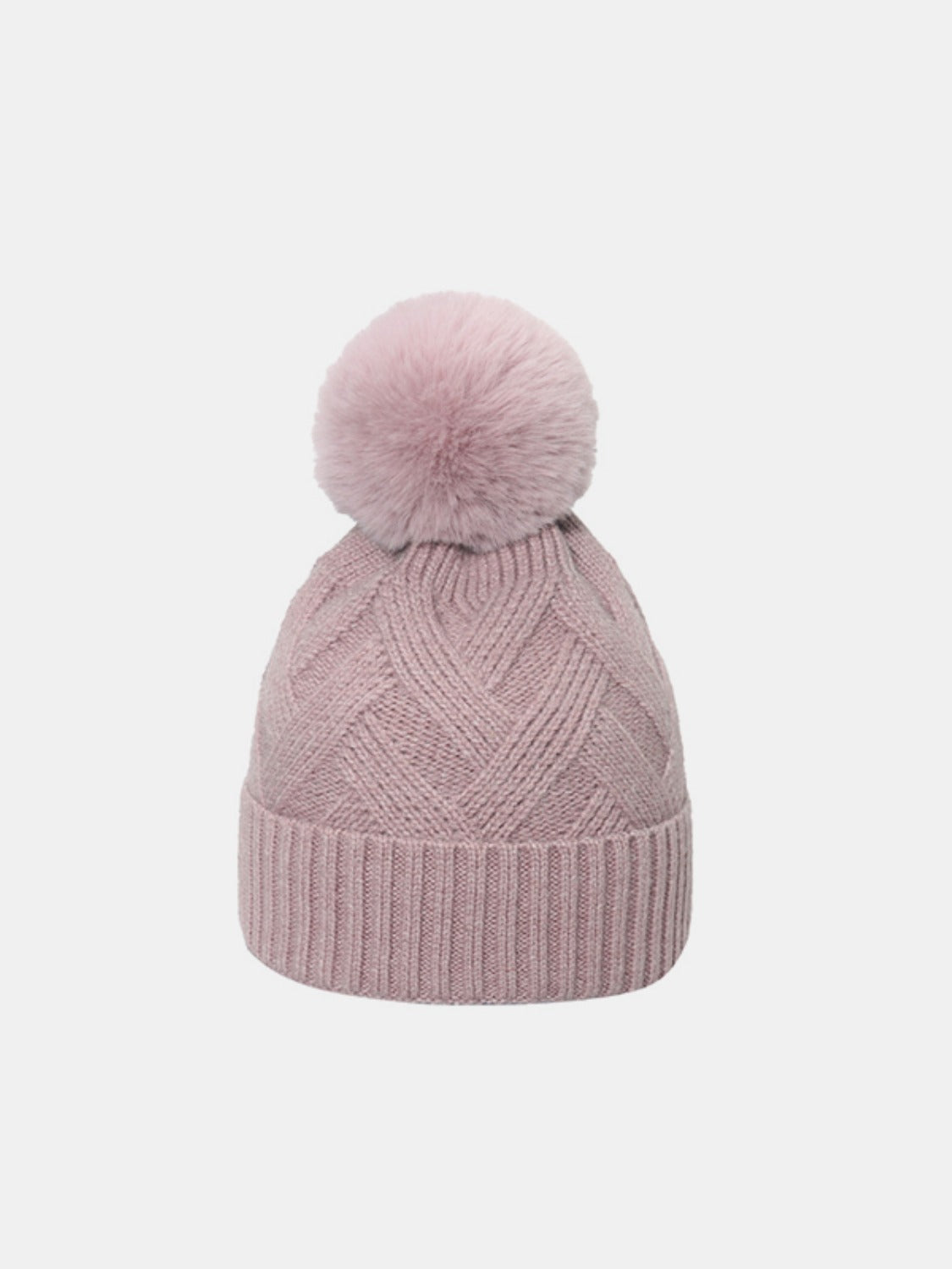 Roll Rim Hat with Pompom Dusty Pink One Size