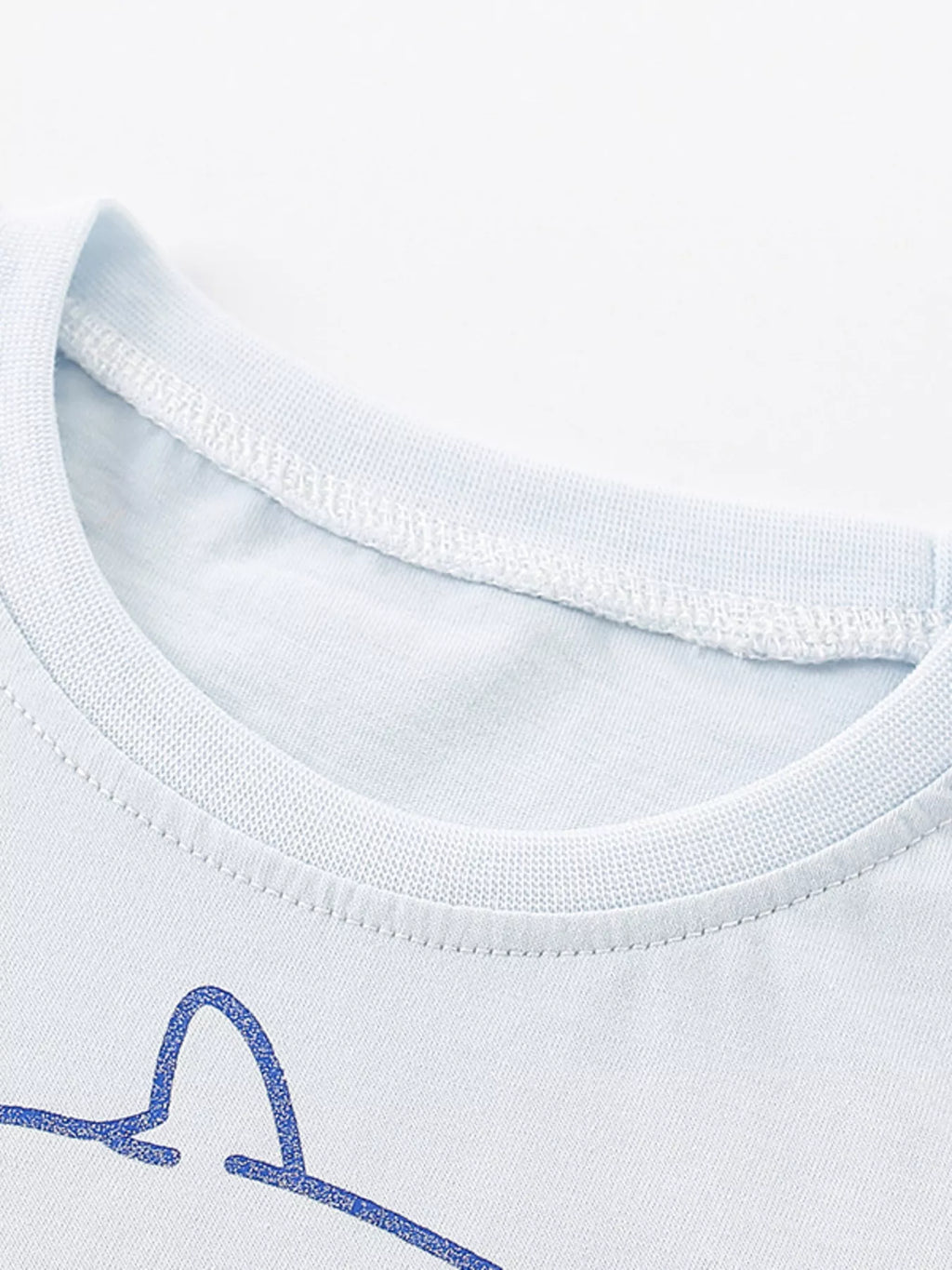women's children's shark crew neck t-shirt - detail shot