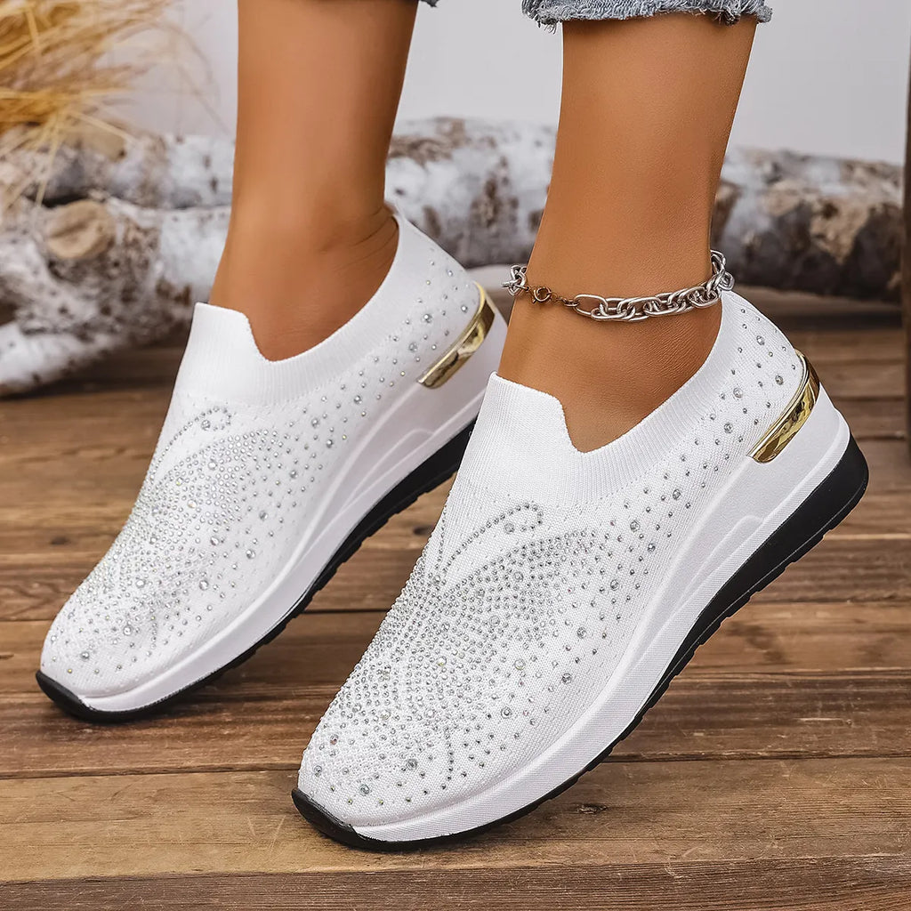 women's rhinestone wedge sneakers - product detail