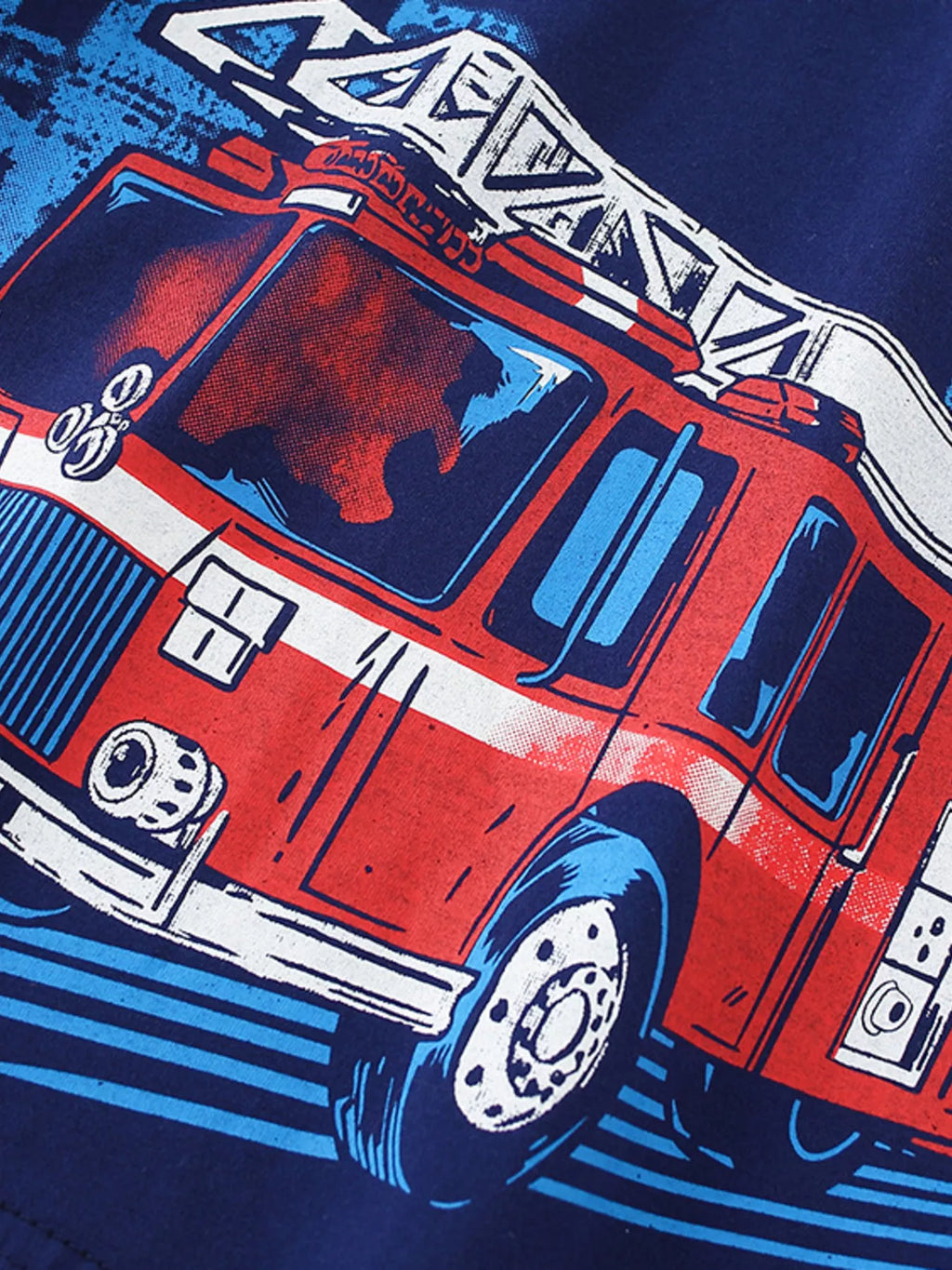 women's children's fire truck graphic short sleeve t-shirt - back view