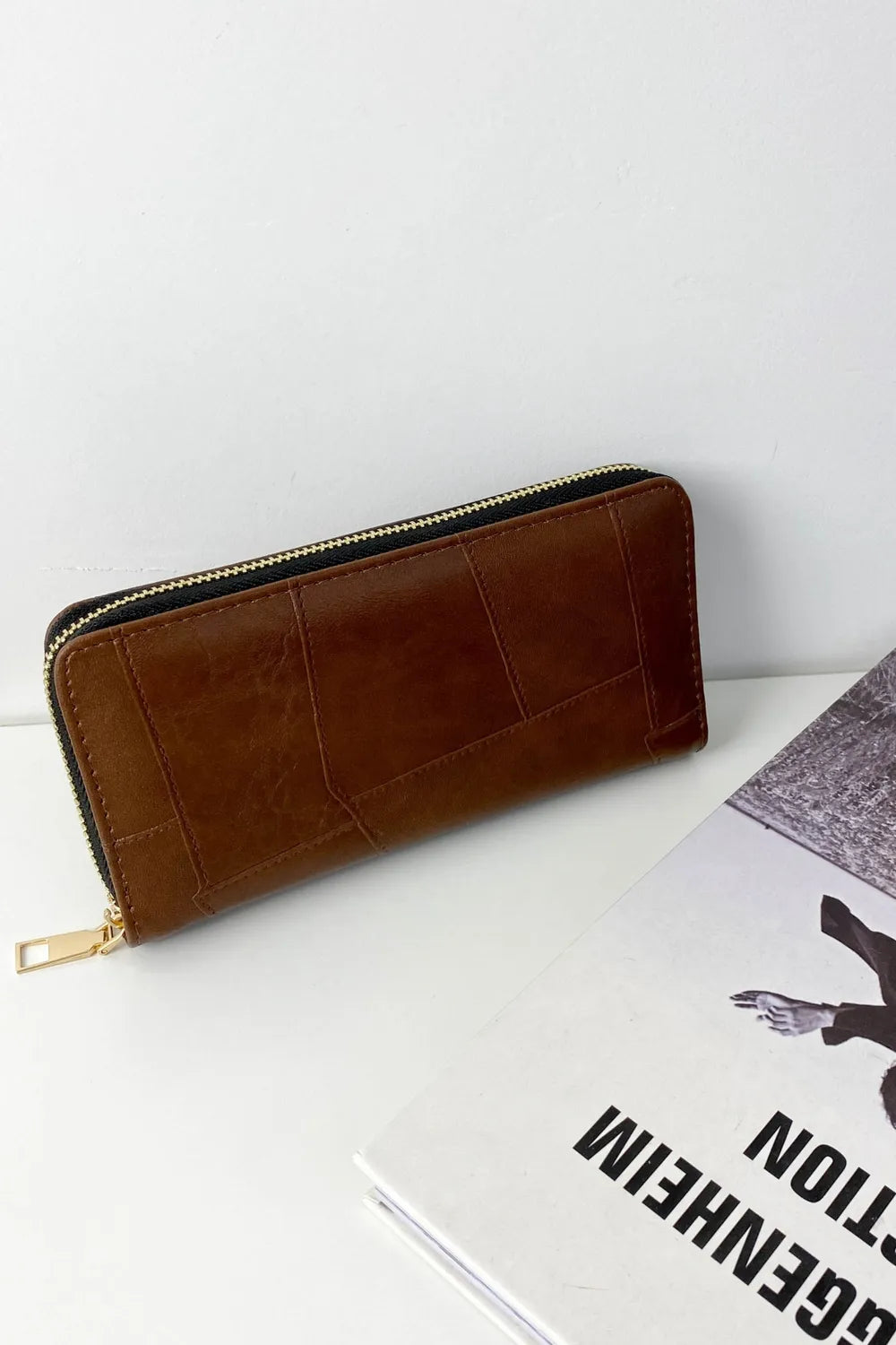PU Leather Mulit-Interlayer Wallet Dark Brown One Size