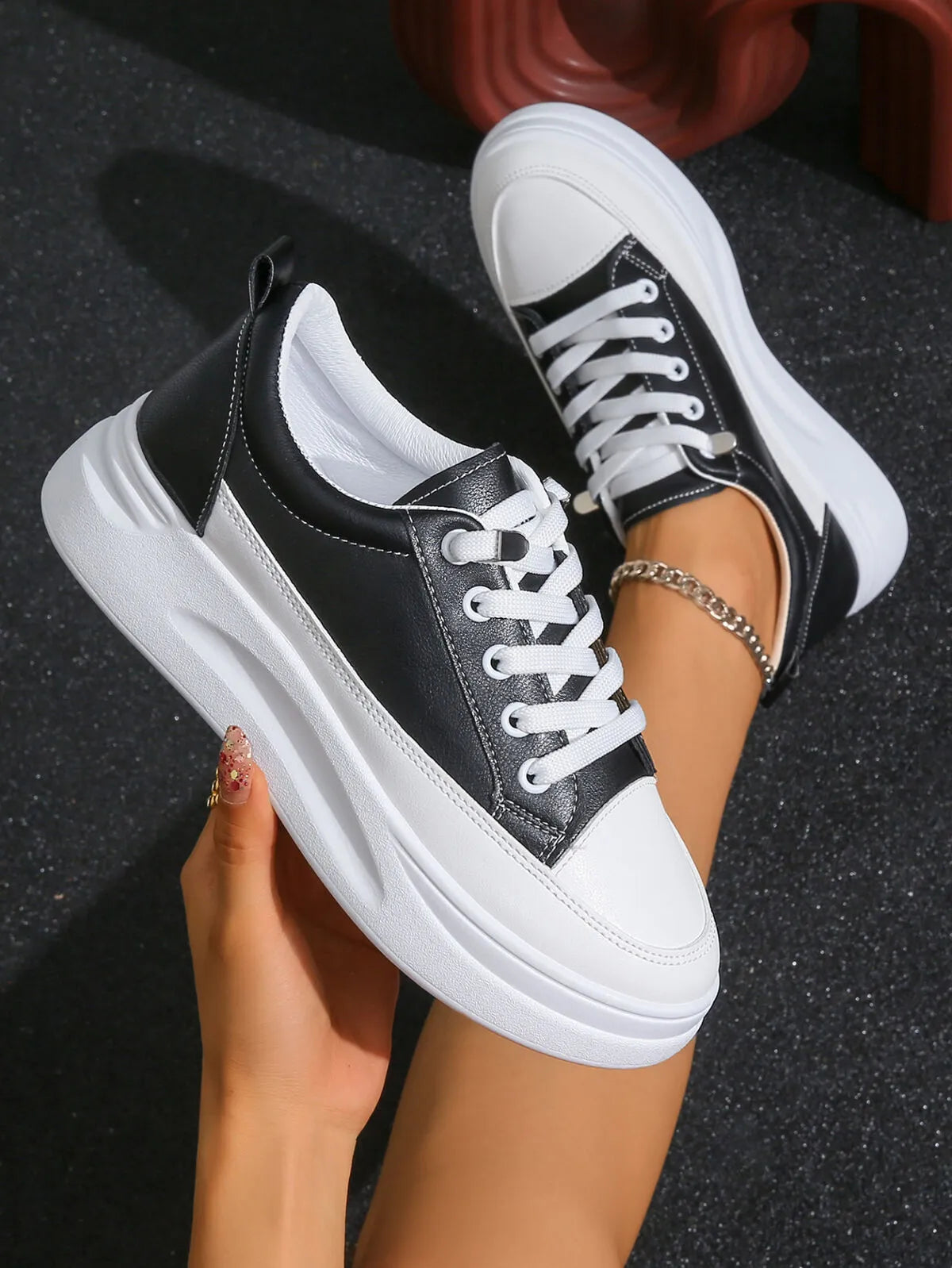 women's lace up platform sneakers - additional image