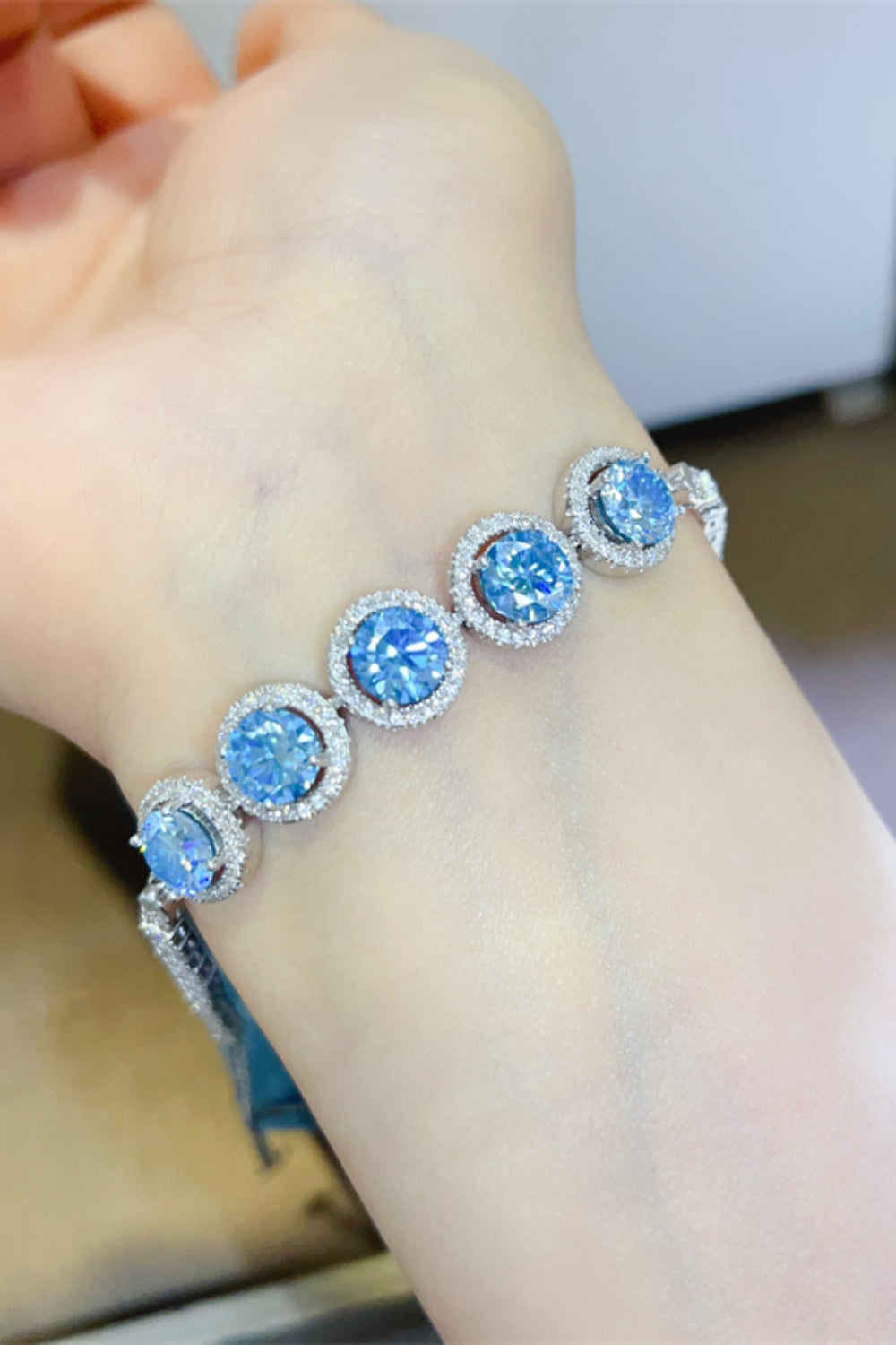 5 carat moissanite 925 sterling silver bracelet — ring view