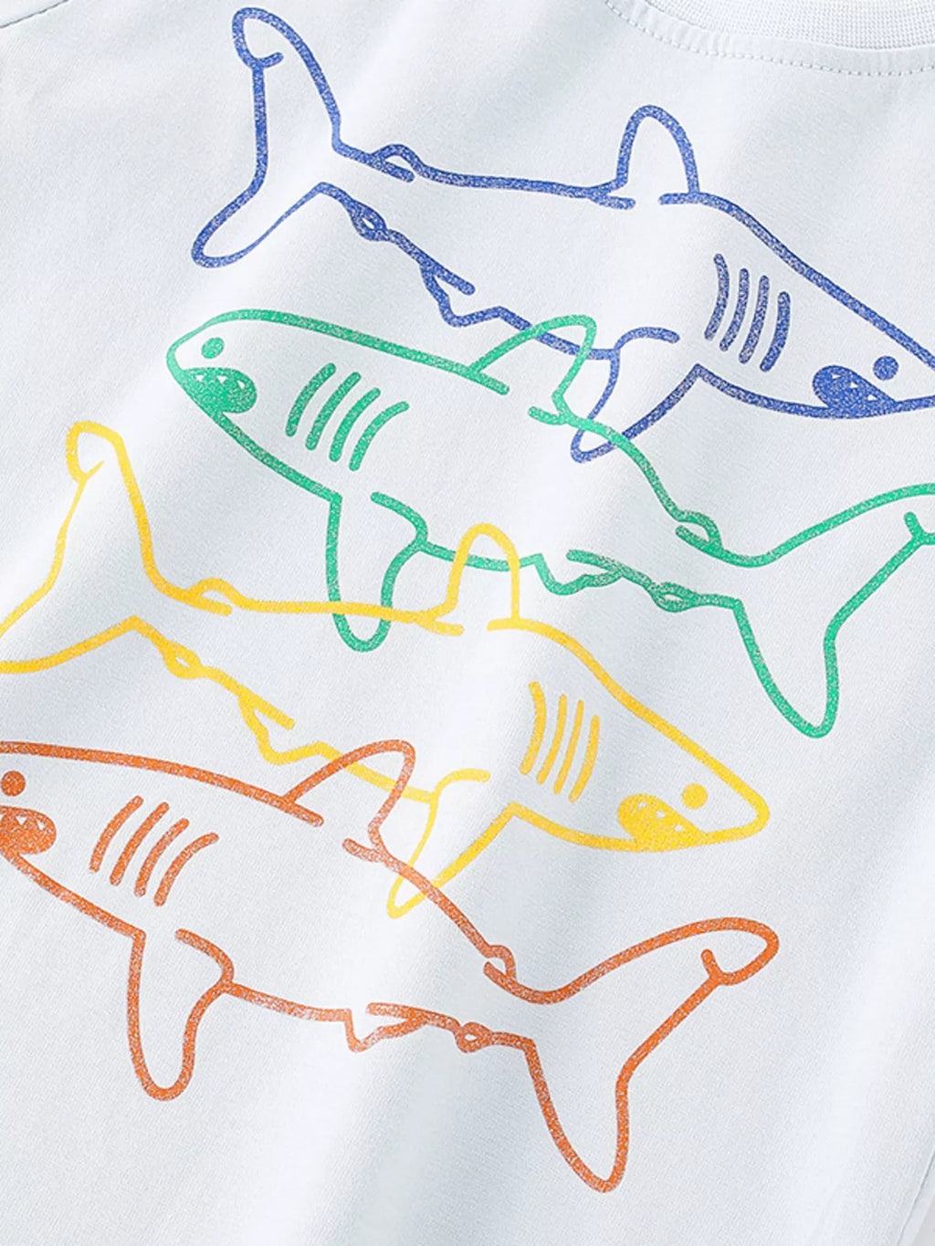 women's children's shark crew neck t-shirt - lifestyle shot