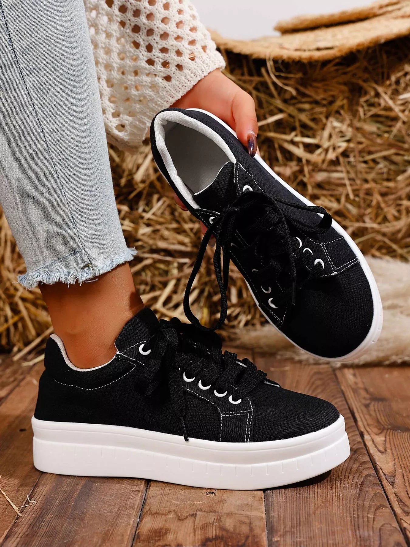 women's lace up platform sneakers - second view