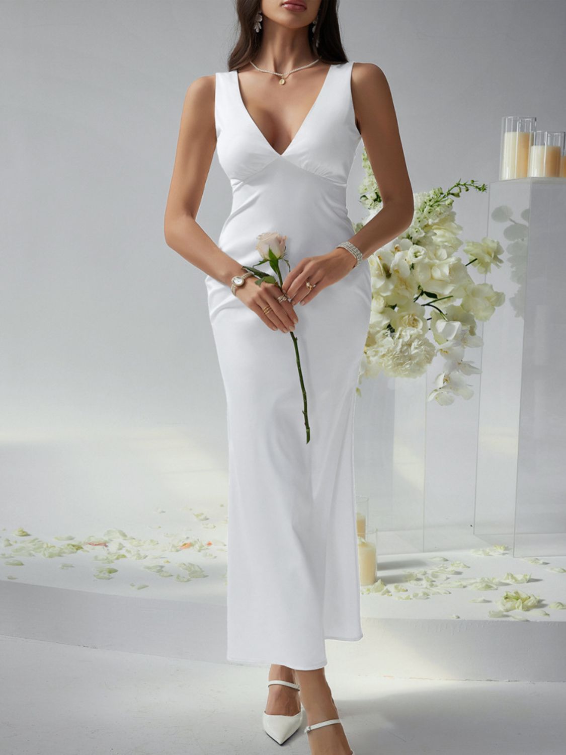 Devine Plunge Sleeveless Maxi Dress