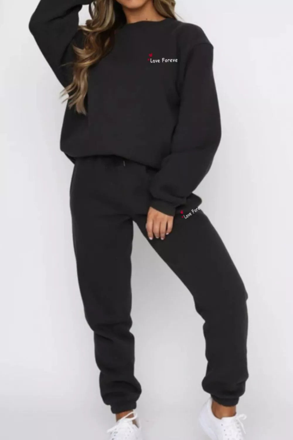 women's round neck sweatshirt and joggers set - additional image