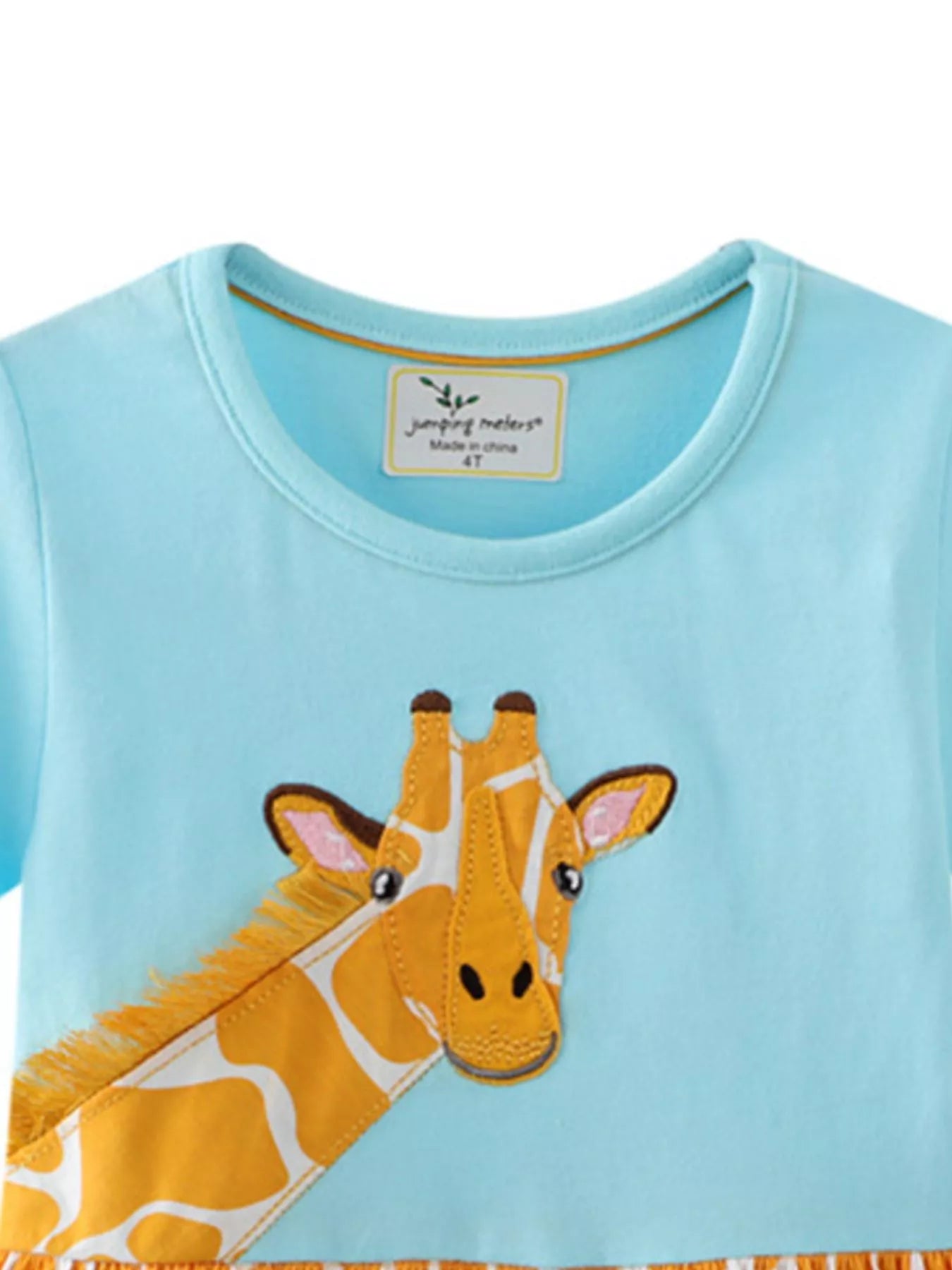women's children's giraffe print casual dress - close-up detail