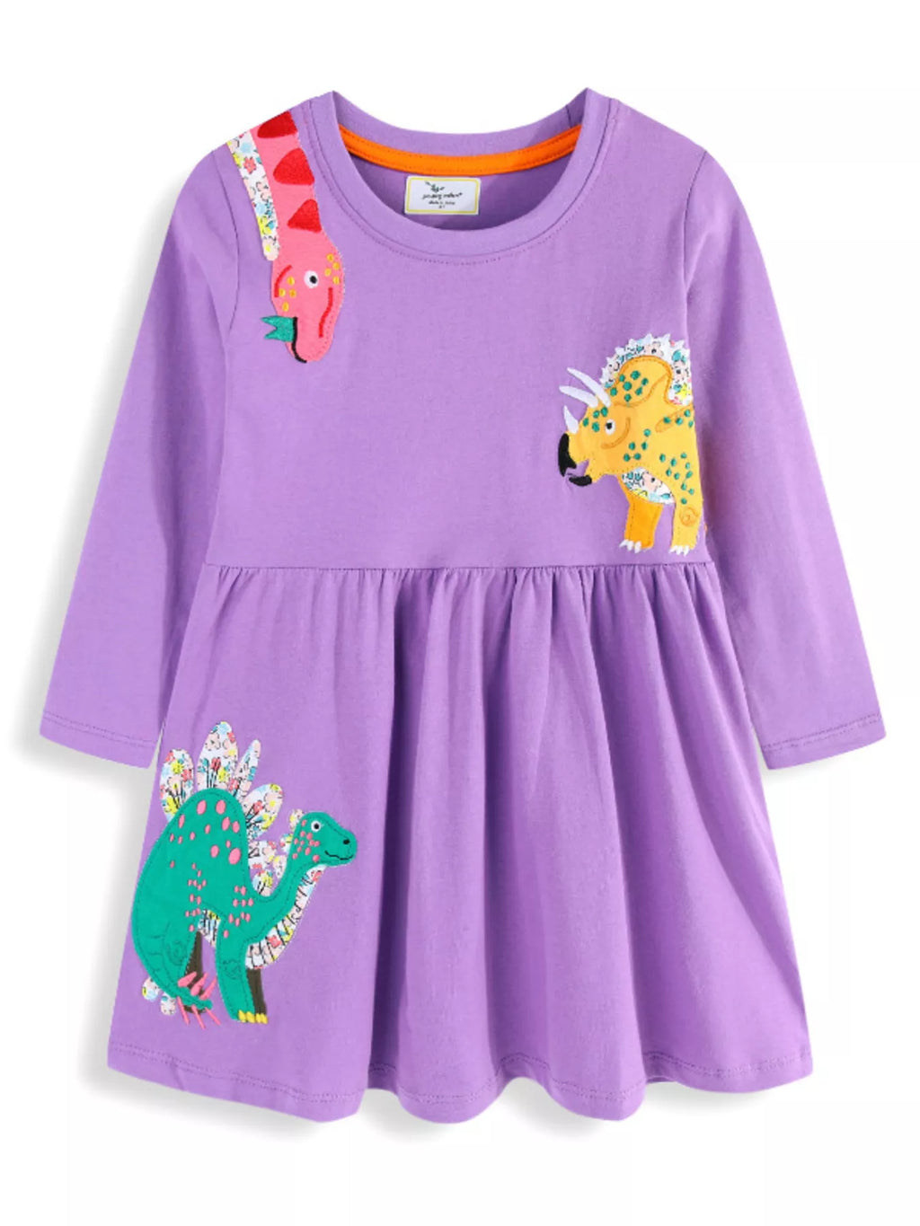 women's children's dinosaur long sleeve dress - second view