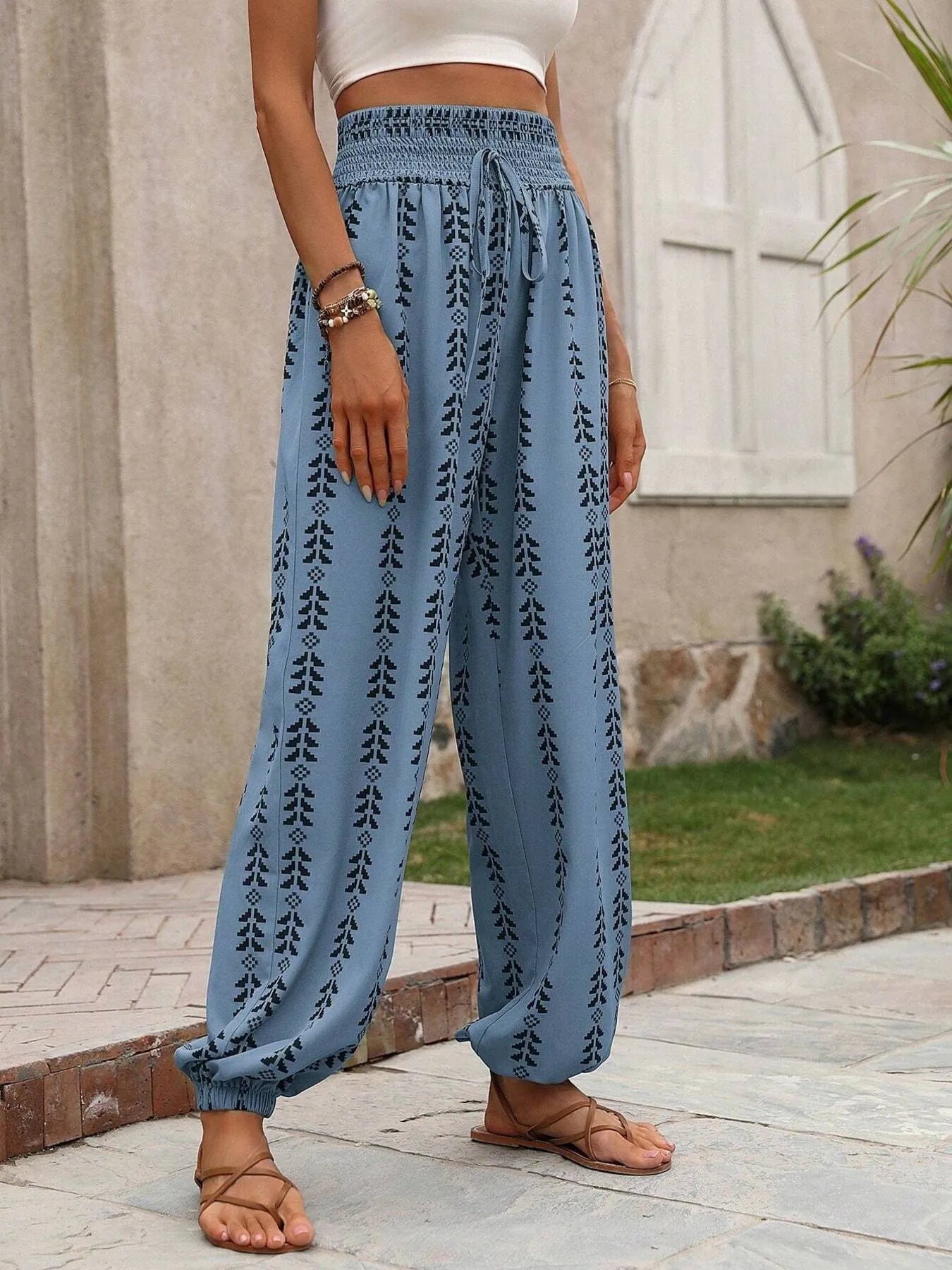 Printed Wide Leg Pants