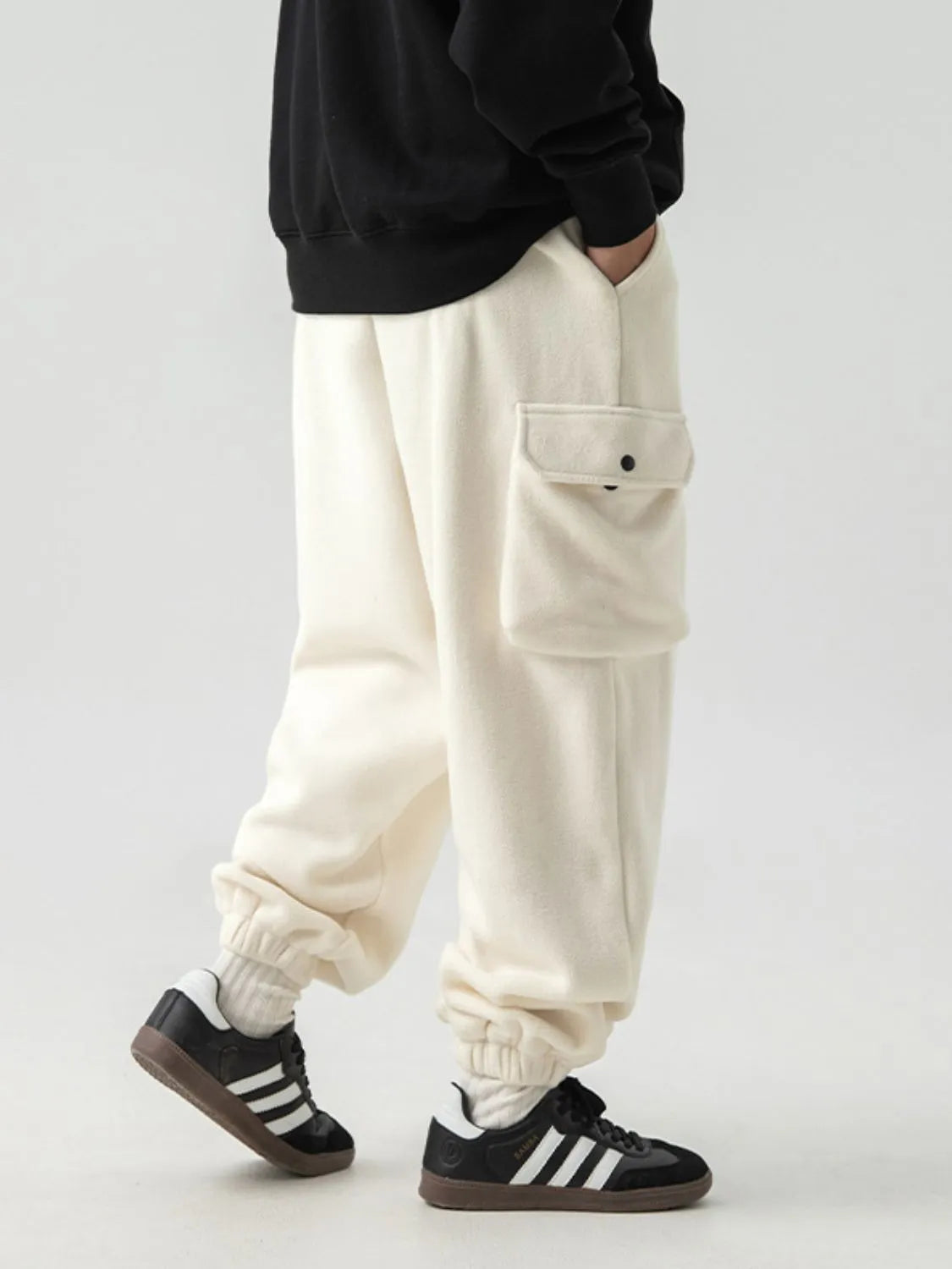 men's plus size elastic waist joggers with pockets shown as men’s activewear