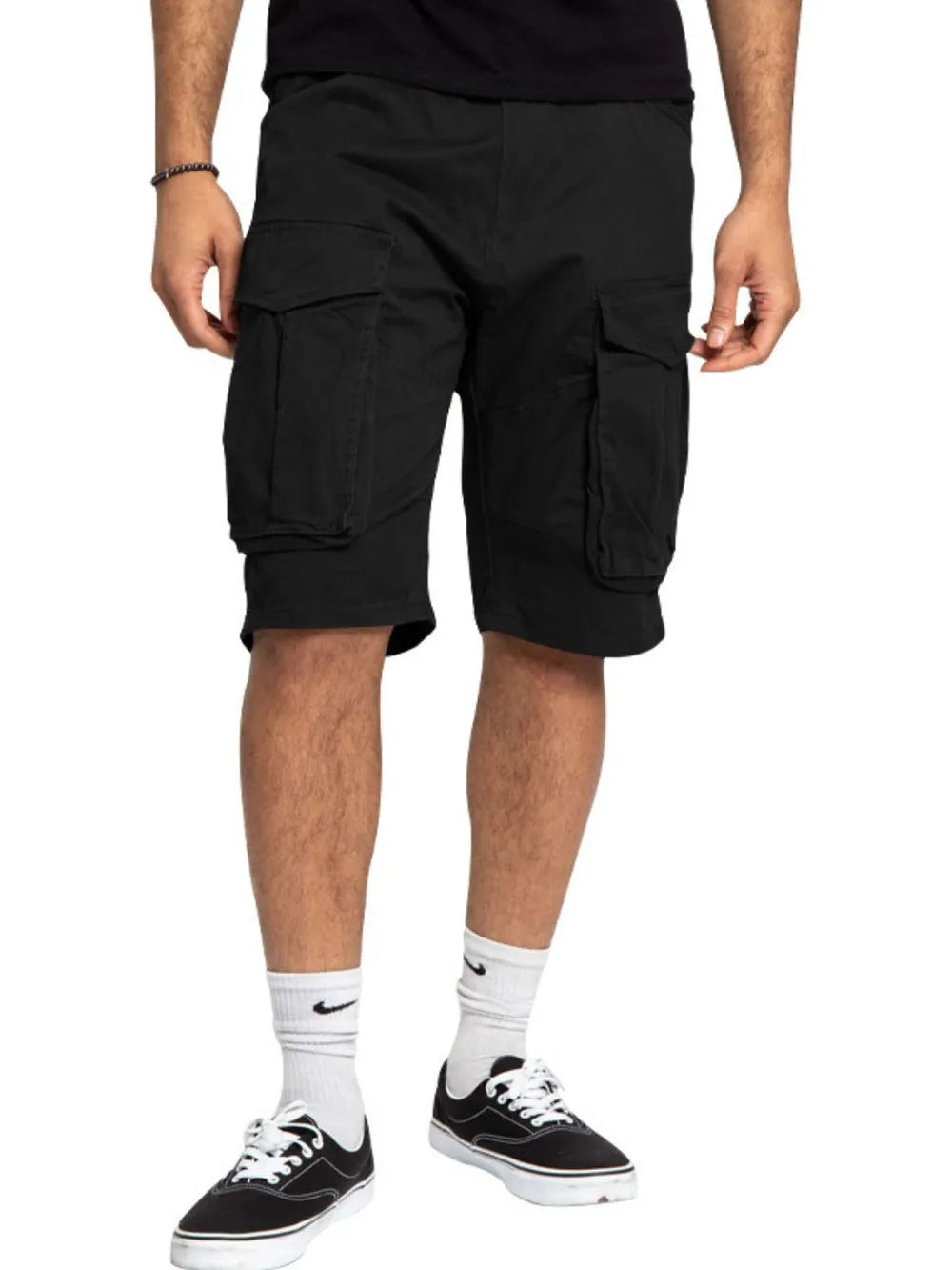 Men's Full Size Cargo Bermuda Shorts Plus Size Black