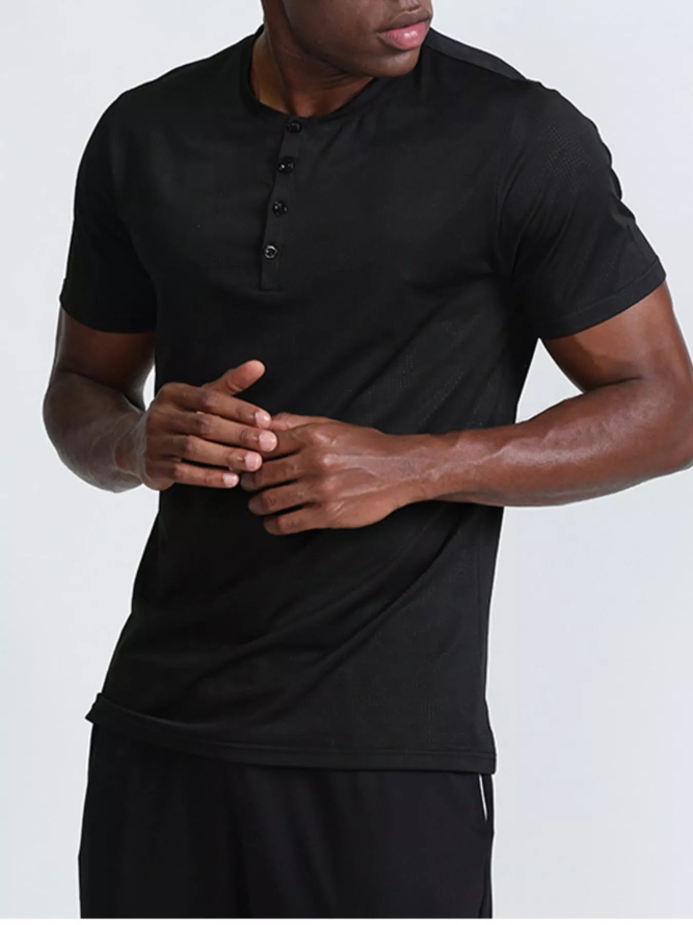 men's men's plus size lightweight henley active t-shirt - styling option