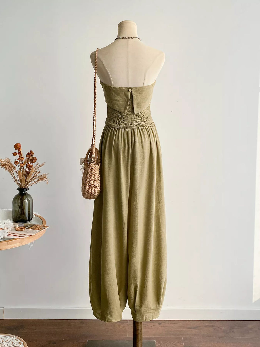 women's wide leg tube jumpsuit - additional angle