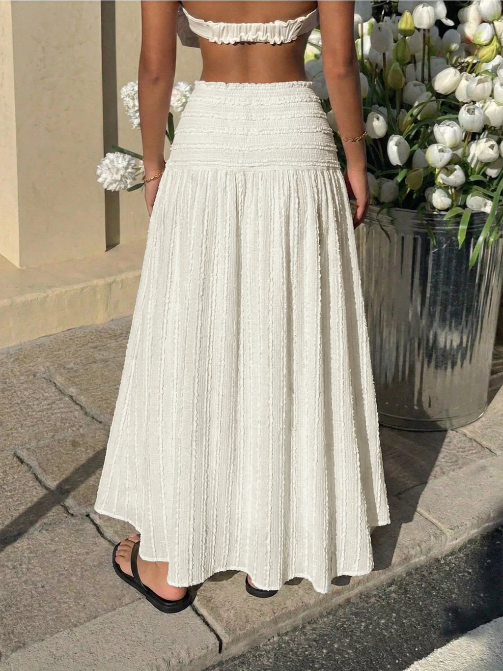 women's textured a-line midi skirt - styling option
