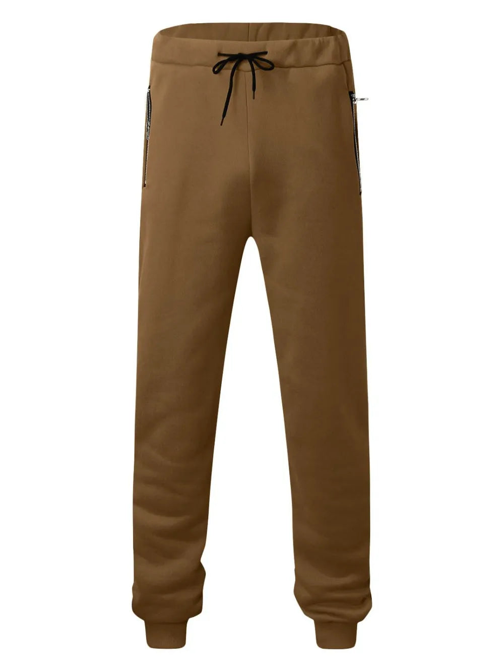 Men's Full Size Drawstring Pants with Pockets Plus Size Brown