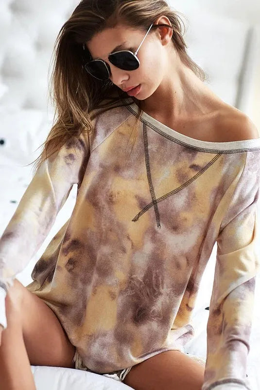 bibi tie dye terry pull over with contrast stitching - additional image