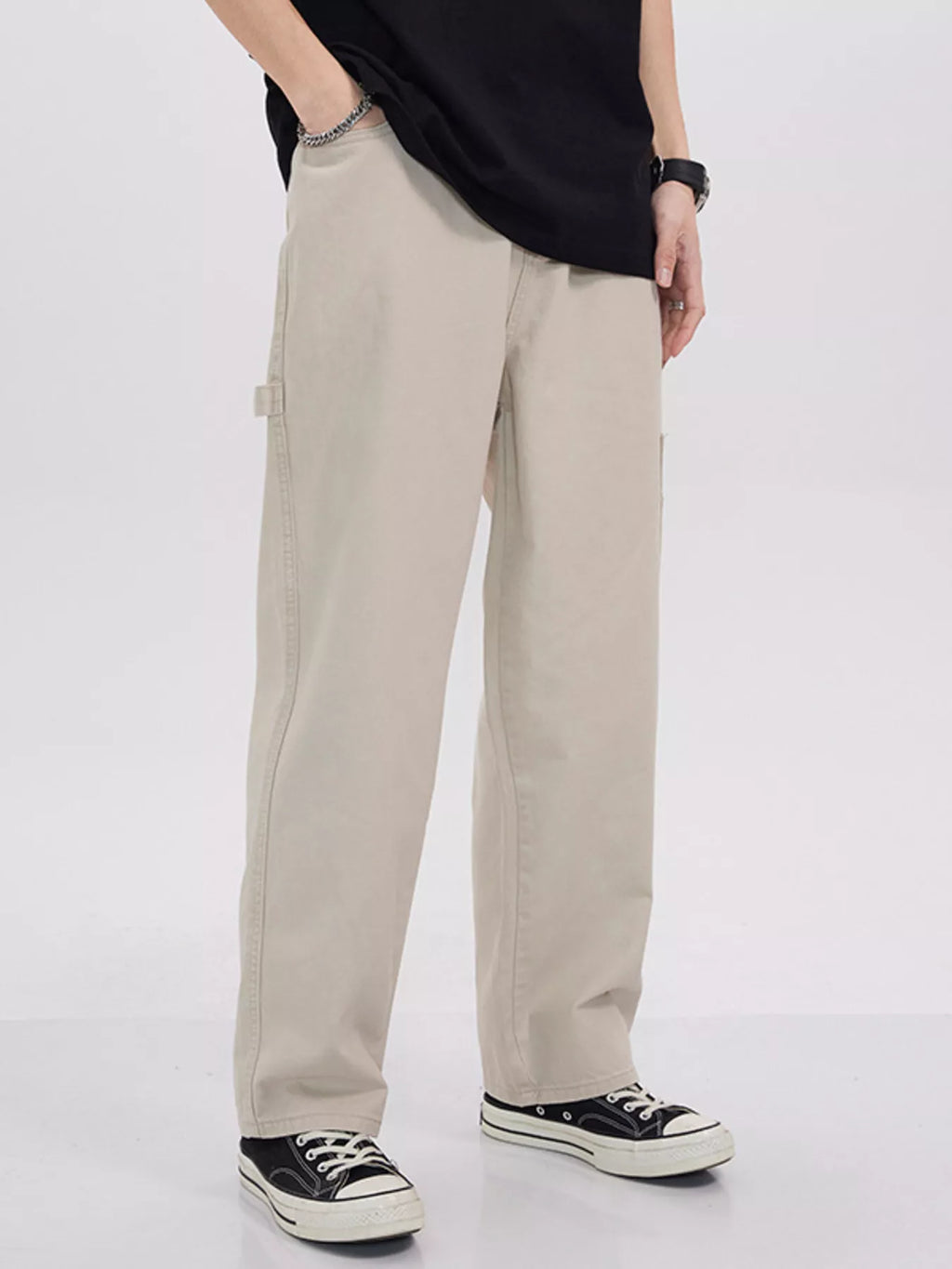 men's men's full size loose fit cargo jeans plus size - second view
