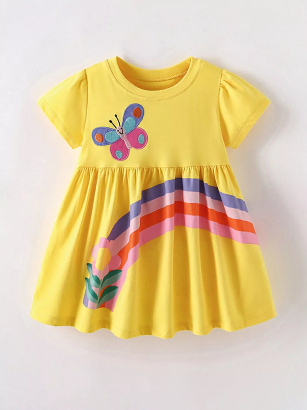 women's children's butterfly rainbow casual dress - front view