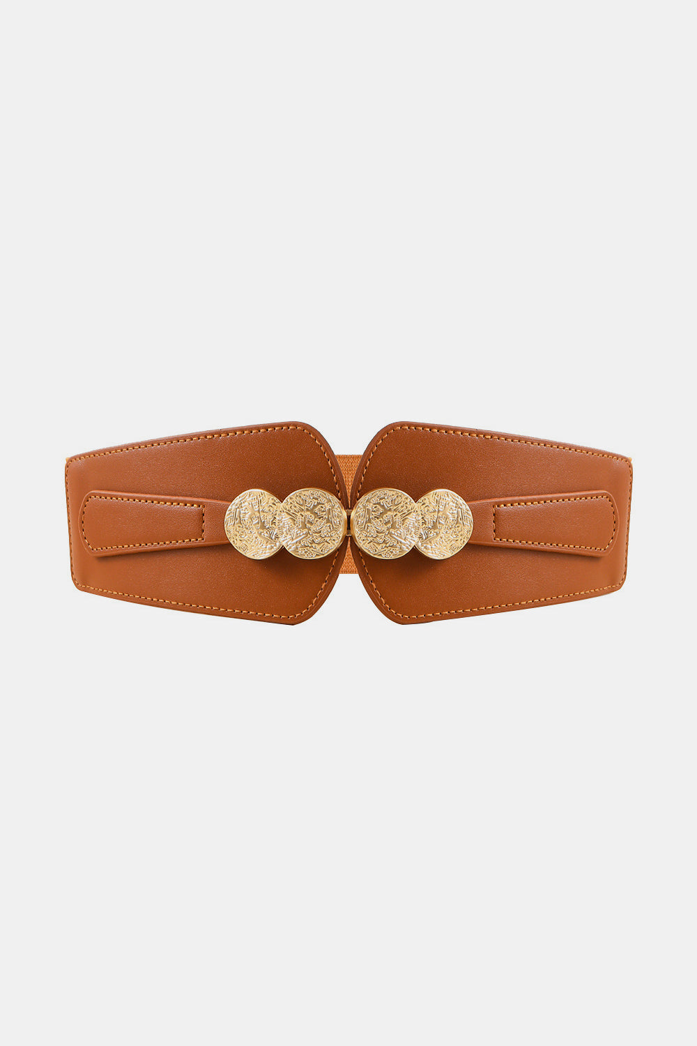 Alloy Buckle Elastic Belt Caramel One Size