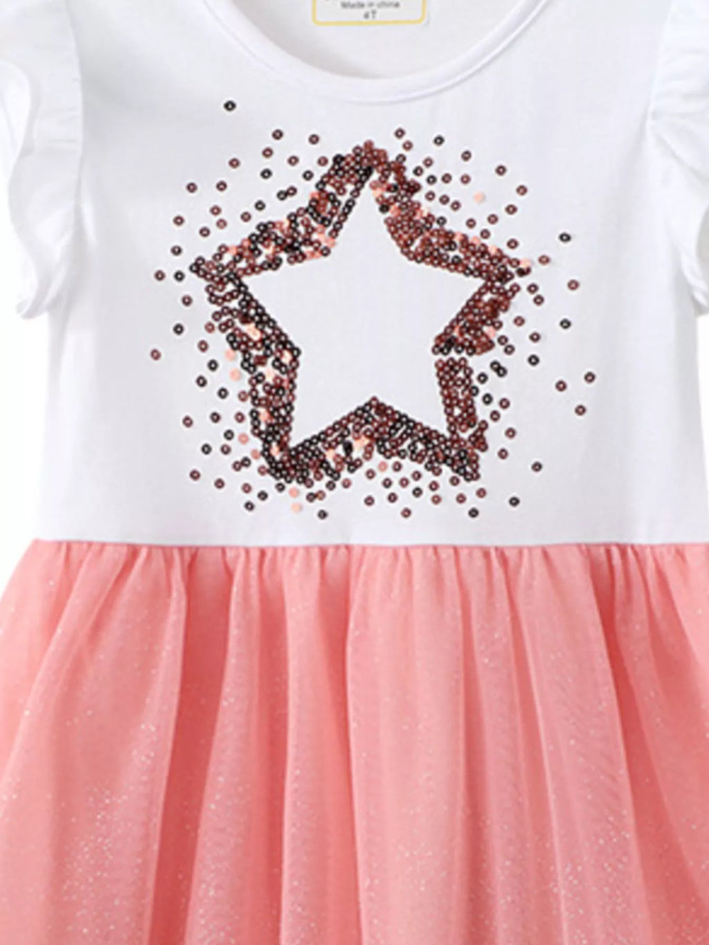 women's children's star sequin tulle ruffled sleeveless dress - product detail