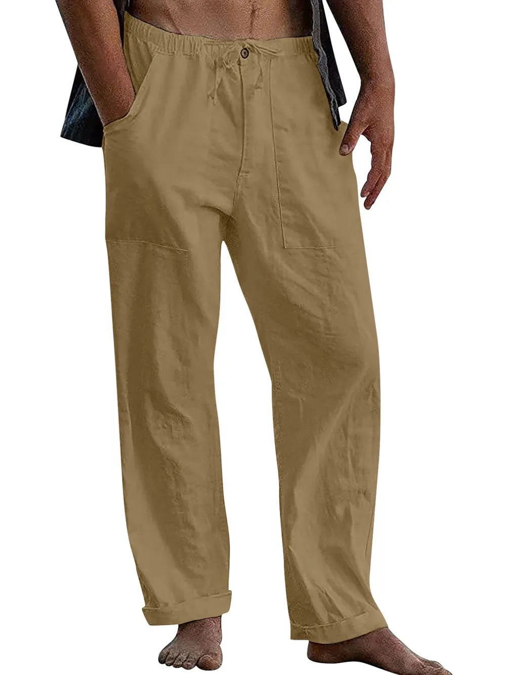 Men's Full Size Loose Fit Pants Plus Size Camel