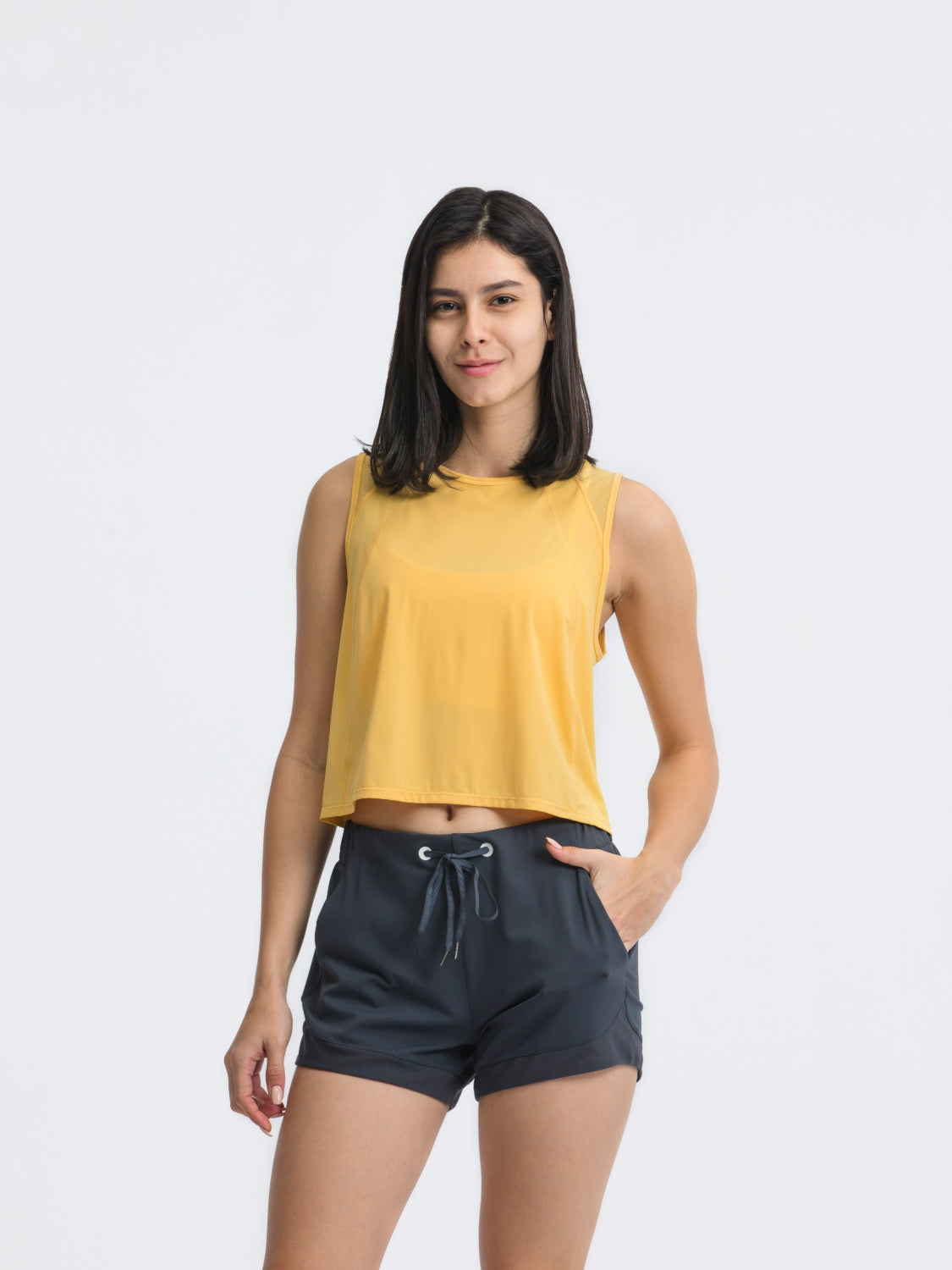 Millennia Round Neck Cropped Active Tank