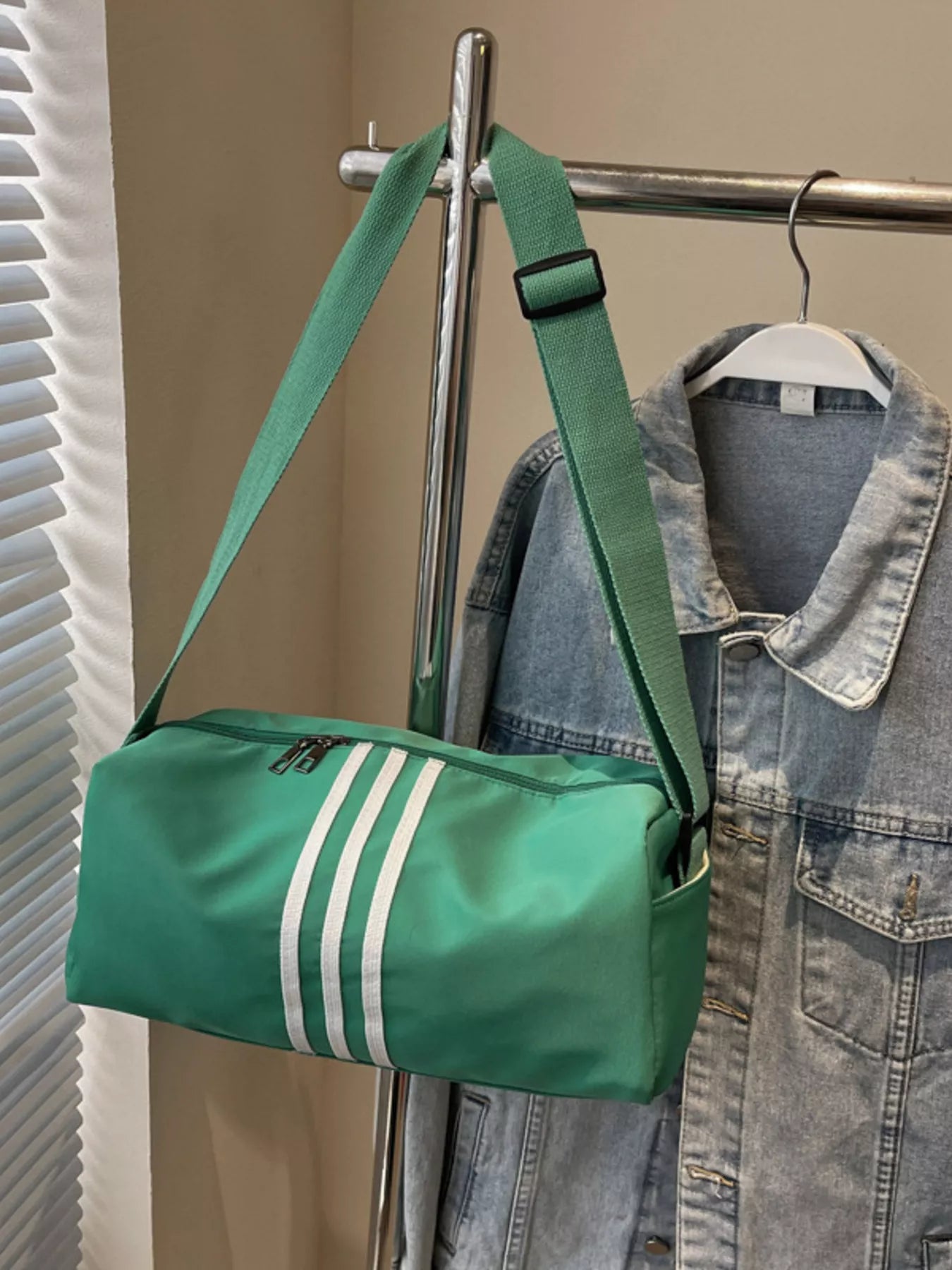women's striped adjustable strap duffel bag - extra view