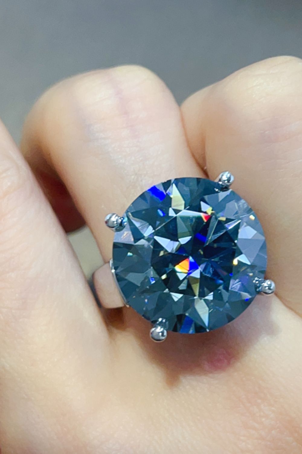 20 Carat Moissanite 925 Sterling Silver Ring Royal Blue