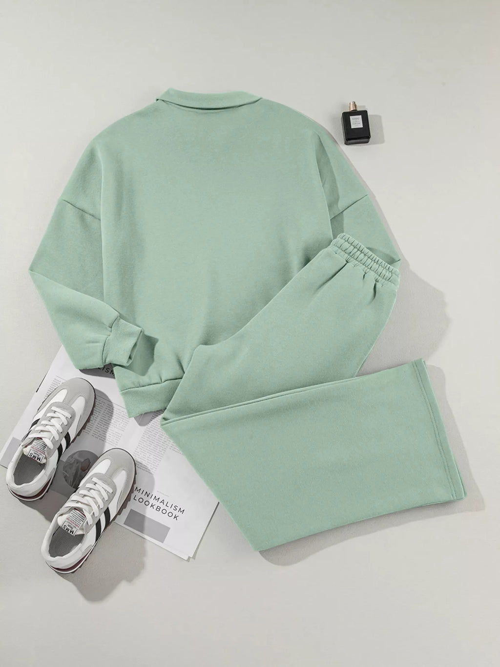women's drop shoulder zip up jacket and drawstring pants active 2pcs set - additional image