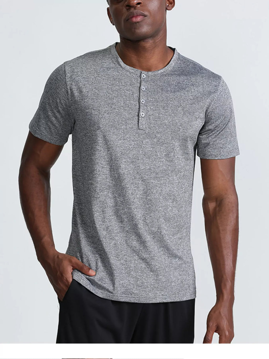 men's men's plus size lightweight henley active t-shirt - additional image