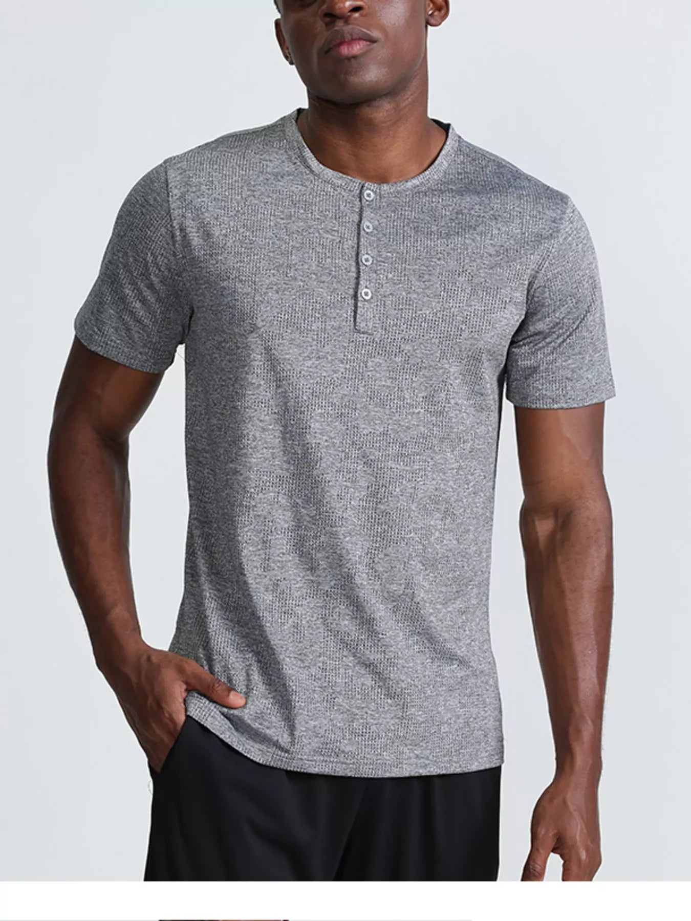 men's men's plus size lightweight henley active t-shirt - additional image