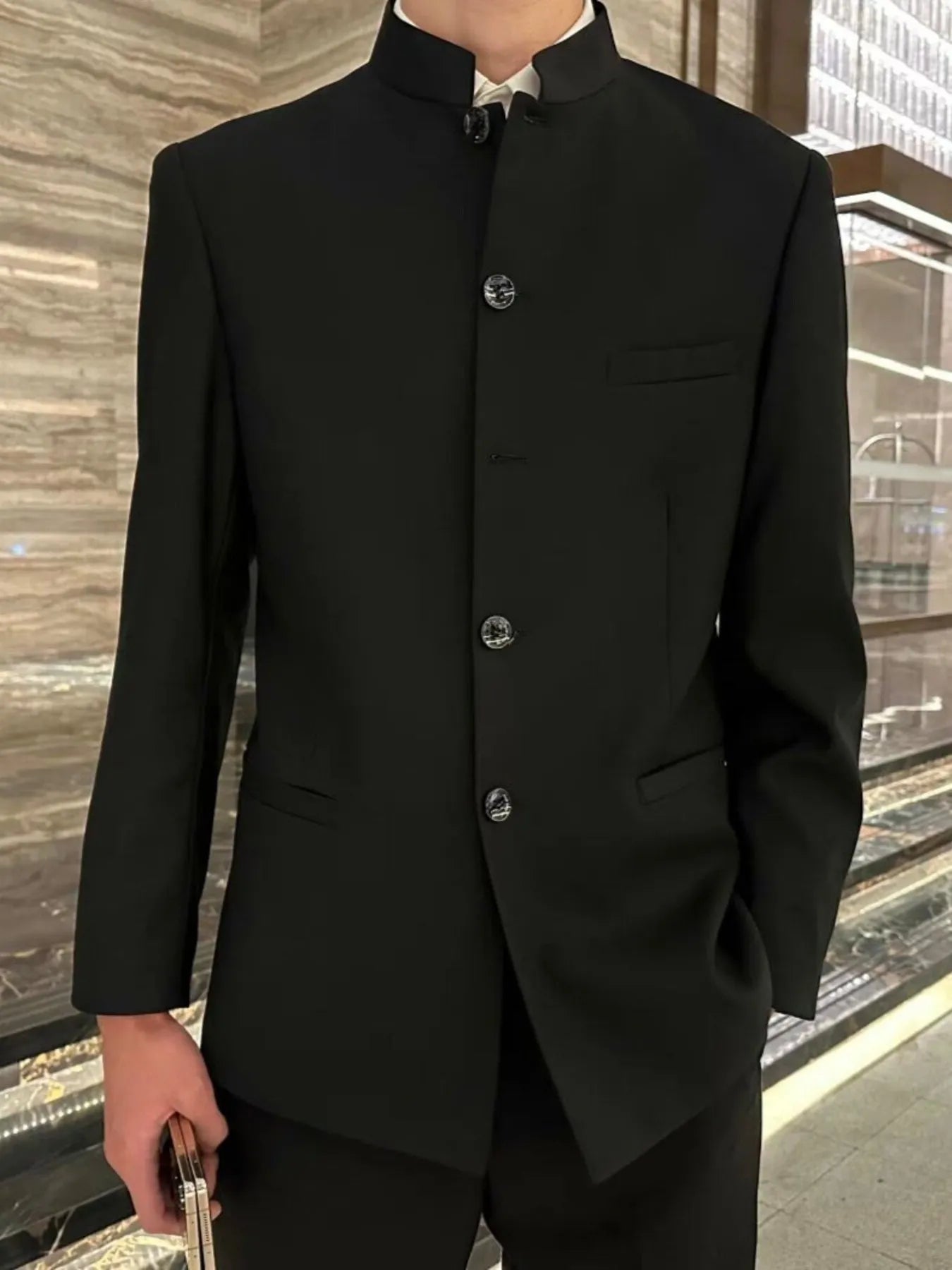 men’s colorblock zip-up outerwear with button front