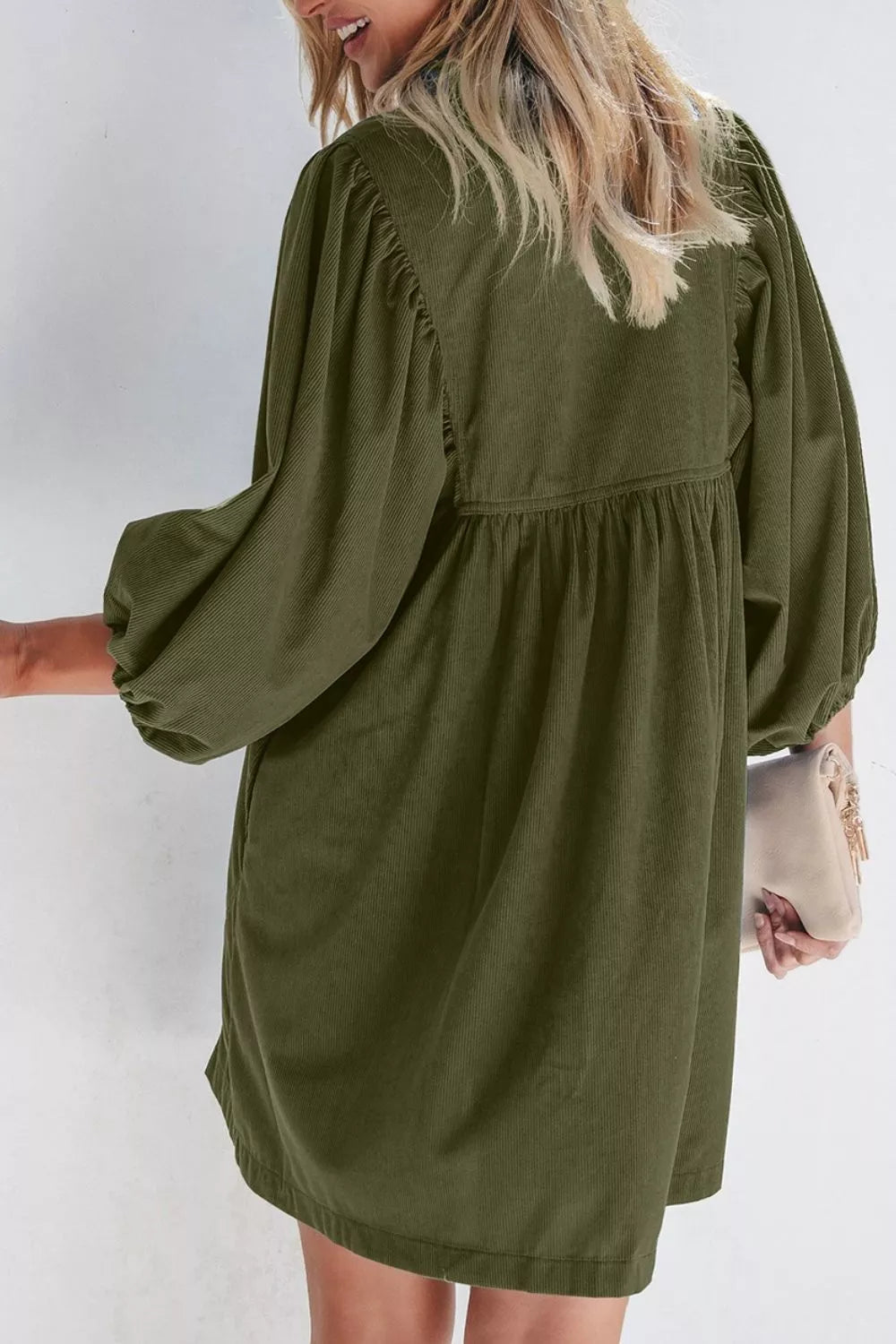 women's corduroy button-down babydoll dress - additional image
