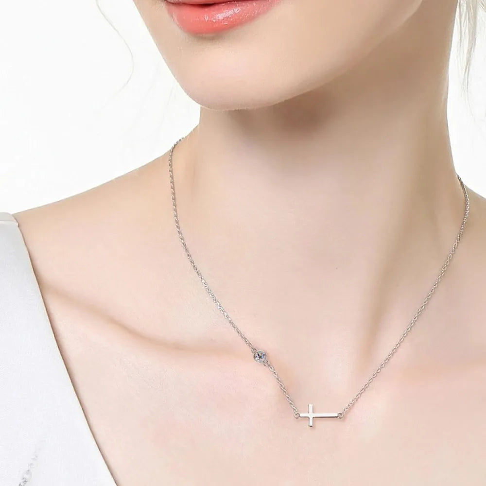 cross 925 sterling silver moissanite necklace — women’s apparel view