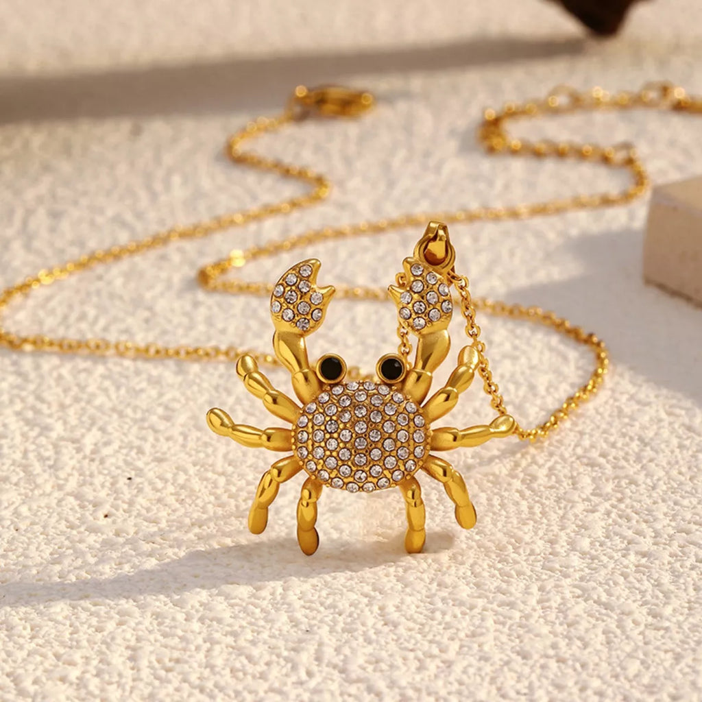 women's 18k gold-plated crab pendant necklace - alternate angle