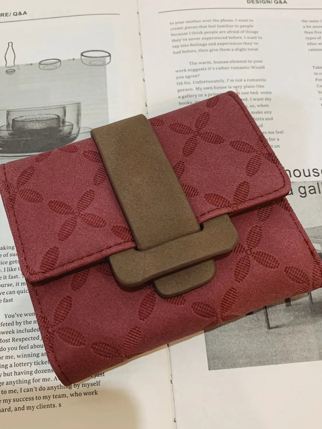 PU Leather Wallet Burgundy One Size