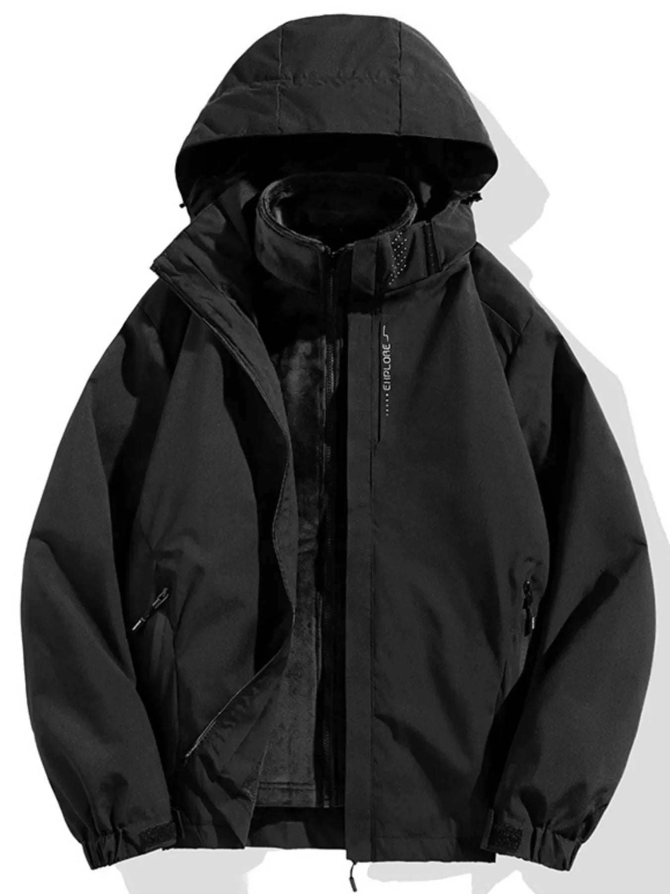 Men's Plus Size Zip Up Long Sleeve Hooded Jacket