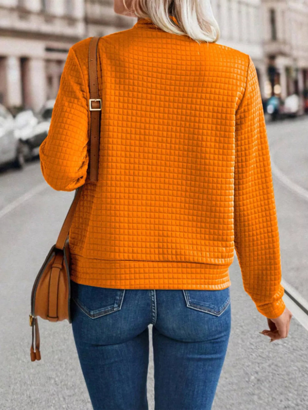 women's textured zip-up long sleeve jacket - product detail