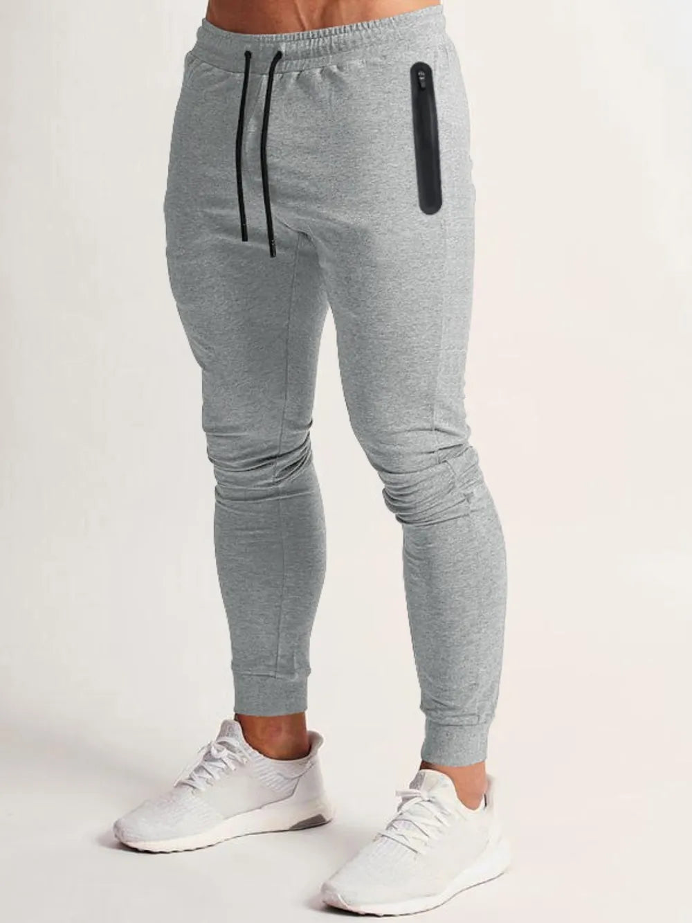 Men's Full Size Drawstring Pants with Pockets Plus Size Gray