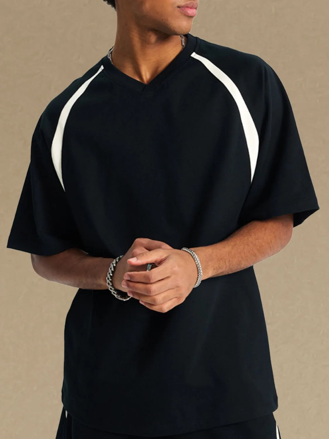 men's contrast round neck half sleeve t-shirt men’s athletic top
