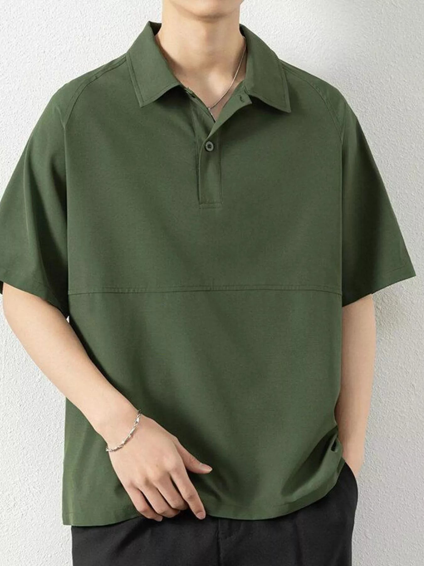men's men's plus size button detail short sleeve polo - front view