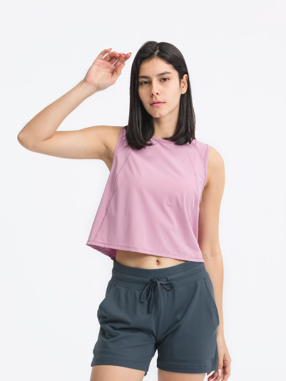 Millennia Round Neck Cropped Active Tank Dusty Pink