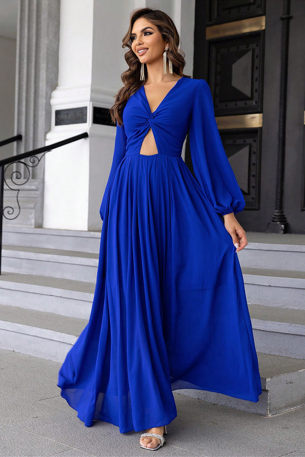 Twist Front Cutout Long Sleeve Dress – Donjane