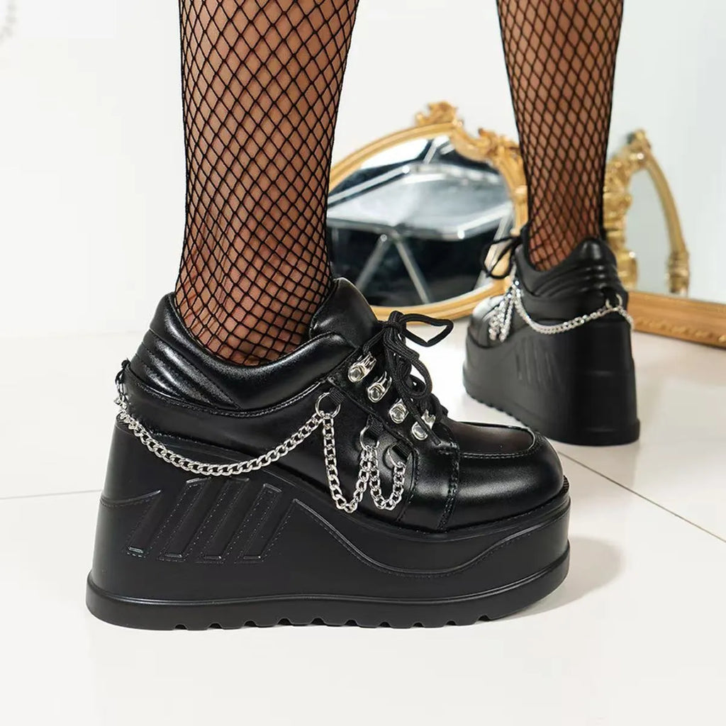 women's lace up wedge sneakers - extra view