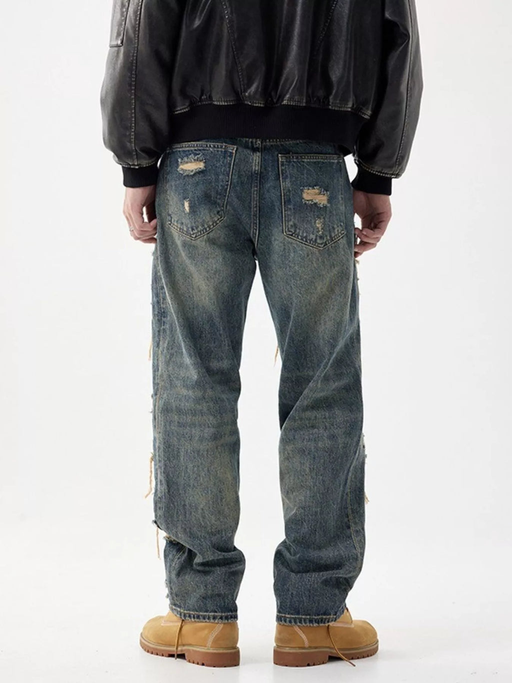 men's men's distressed wide leg jeans - styling option