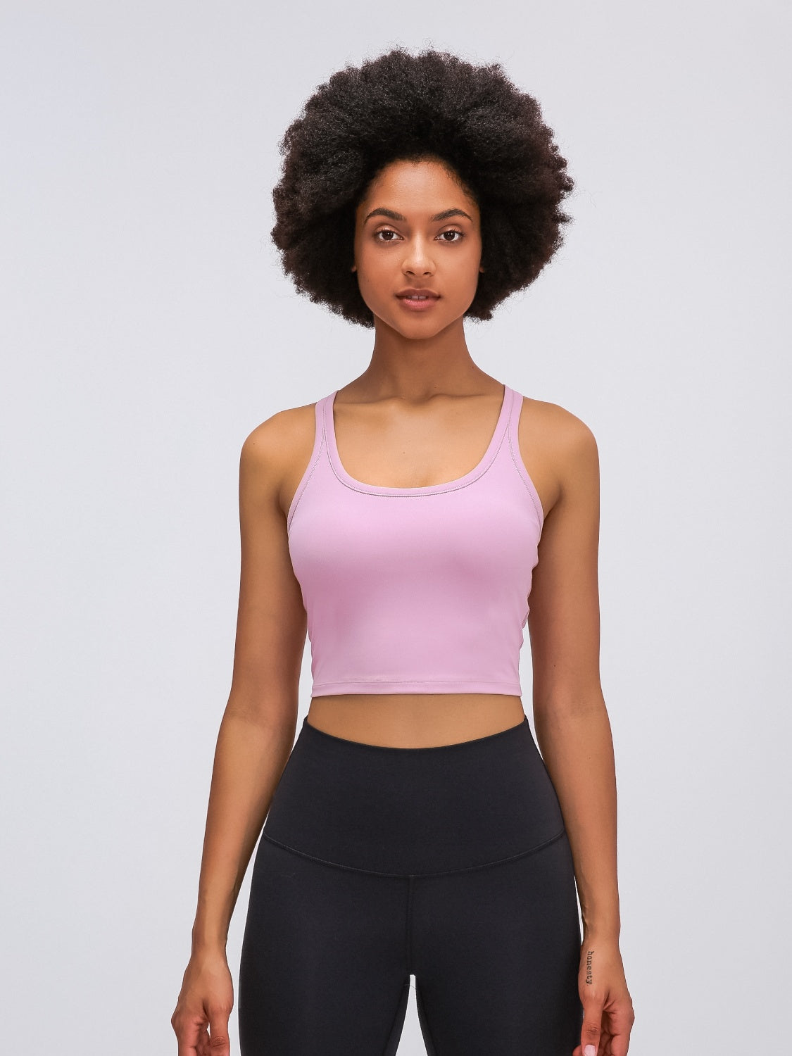 Millennia Scoop Neck Active Tank with Detachable Chest Pads Dusty Pink