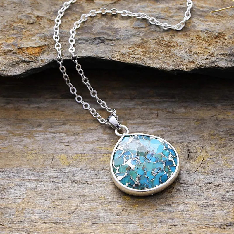 women’s apparel — turquoise chain pendant necklace