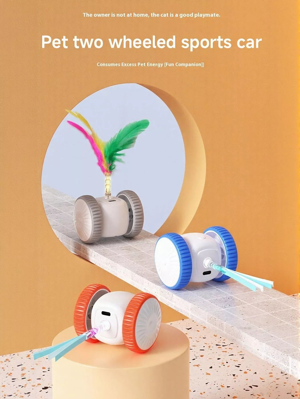 interactive self-rotating feather pet chase toy - extra view