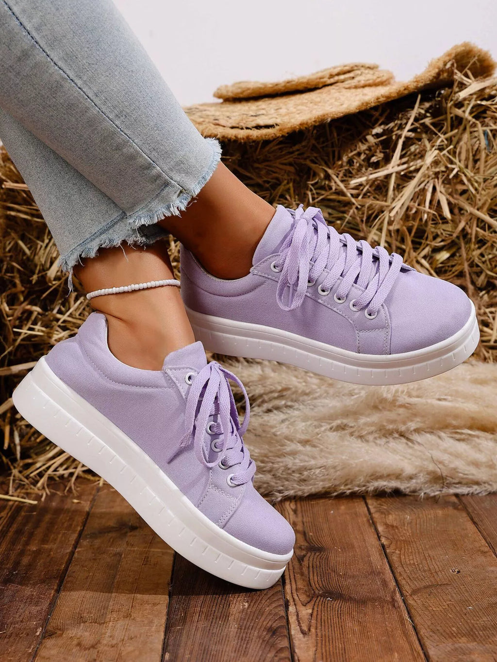 women's lace up platform sneakers - extra view